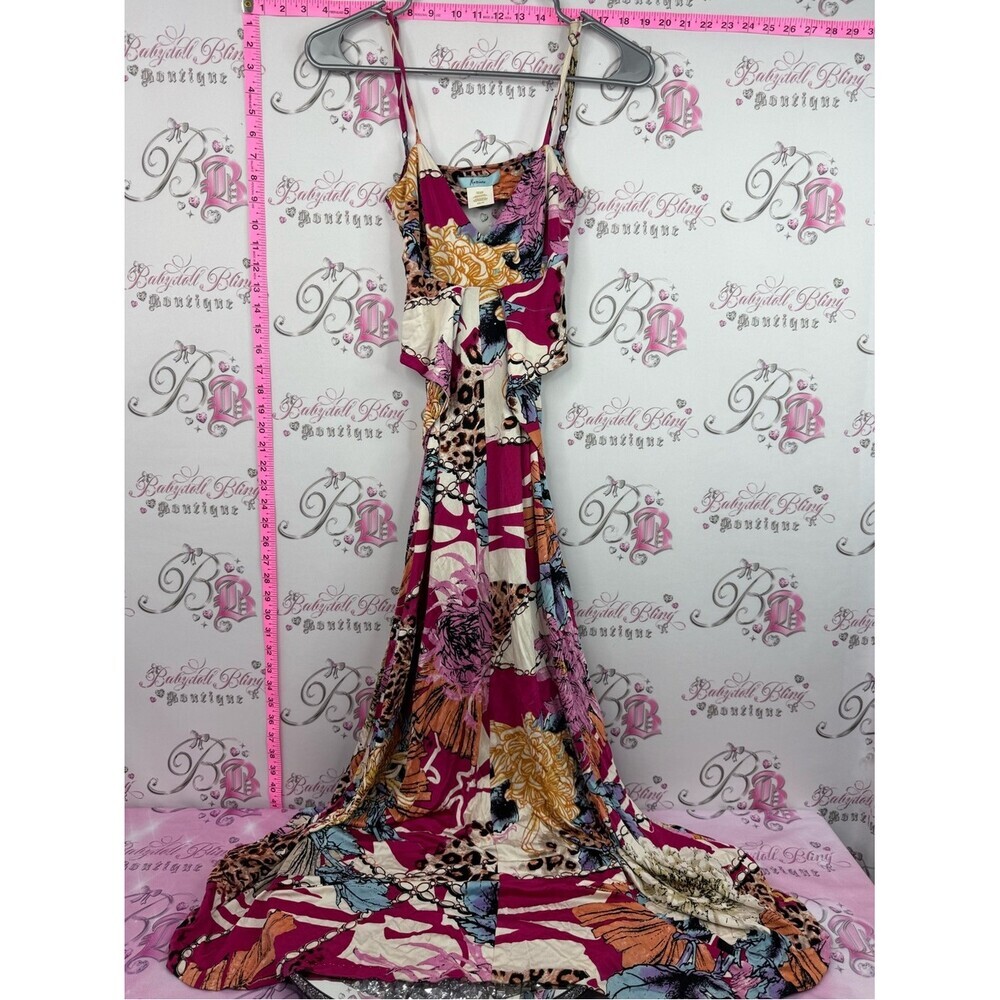Marciano dress patchwork animal print Fuchsia Floral & Mixed-Print Maxi Dress